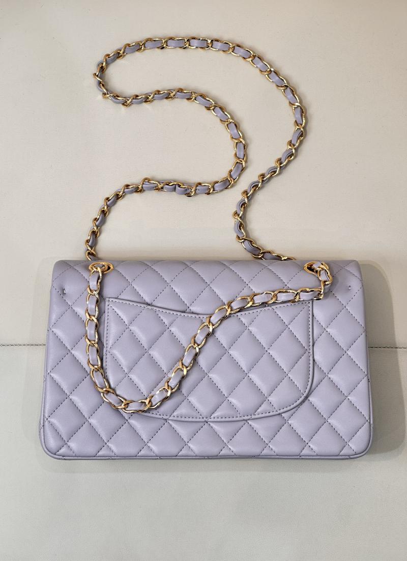 Medium Chanel Grained Calfskin Flap Bag A01112 Light Purple