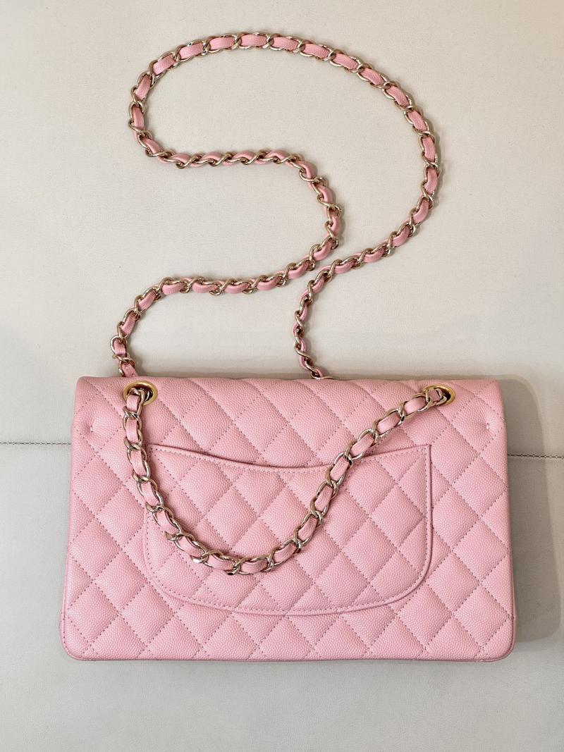 Medium Chanel Grained Calfskin Flap Bag A01112 Pink