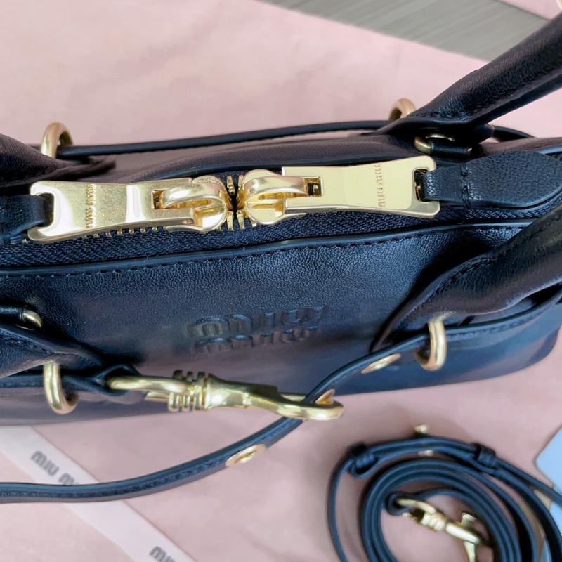 Miu Miu Aventure nappa leather top-handle bag 5BB168 Black