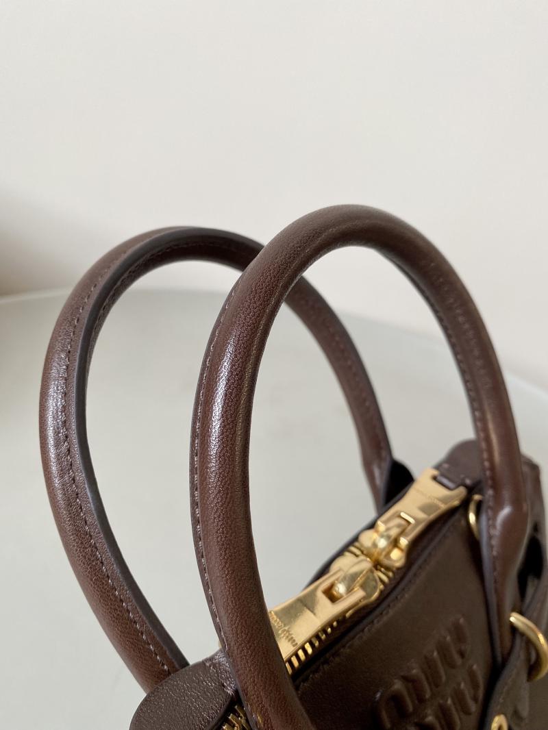 Miu Miu Aventure nappa leather top-handle bag 5BB169 Briarwood