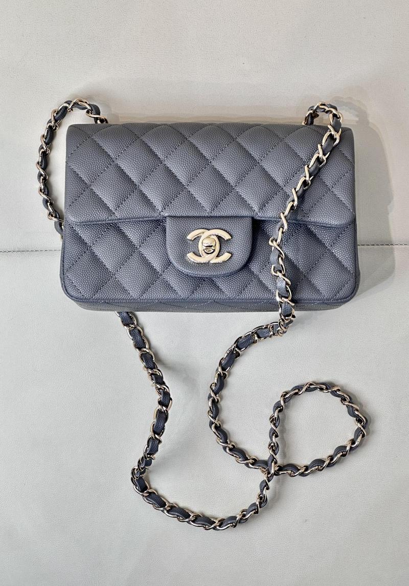 Small Chanel Grained Calfskin Flap Bag A01116 Grey