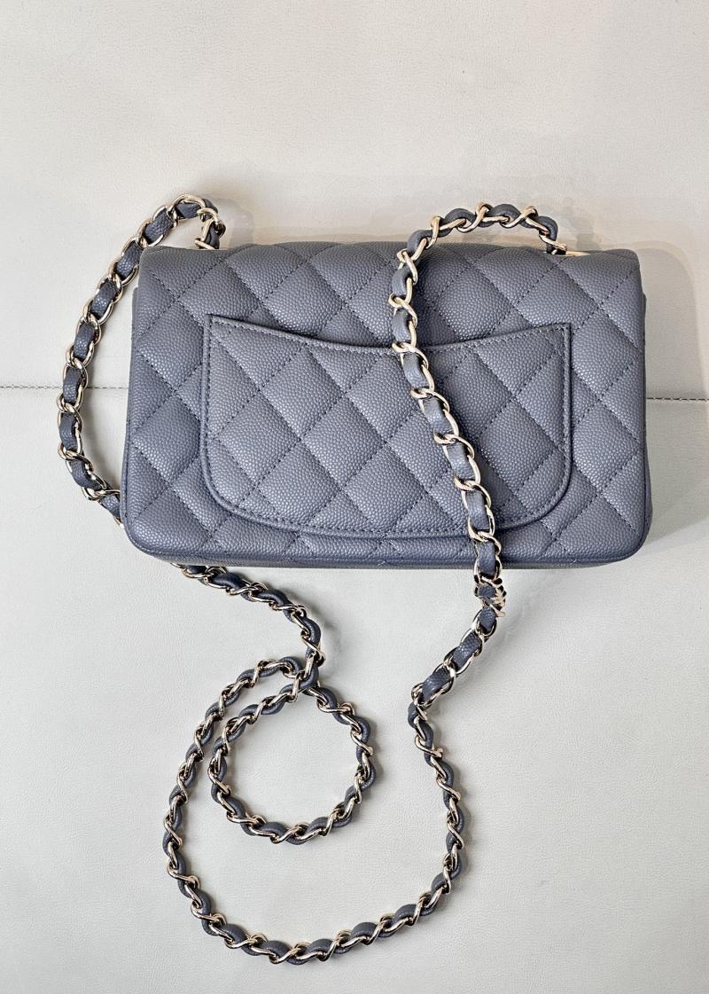 Small Chanel Grained Calfskin Flap Bag A01116 Grey