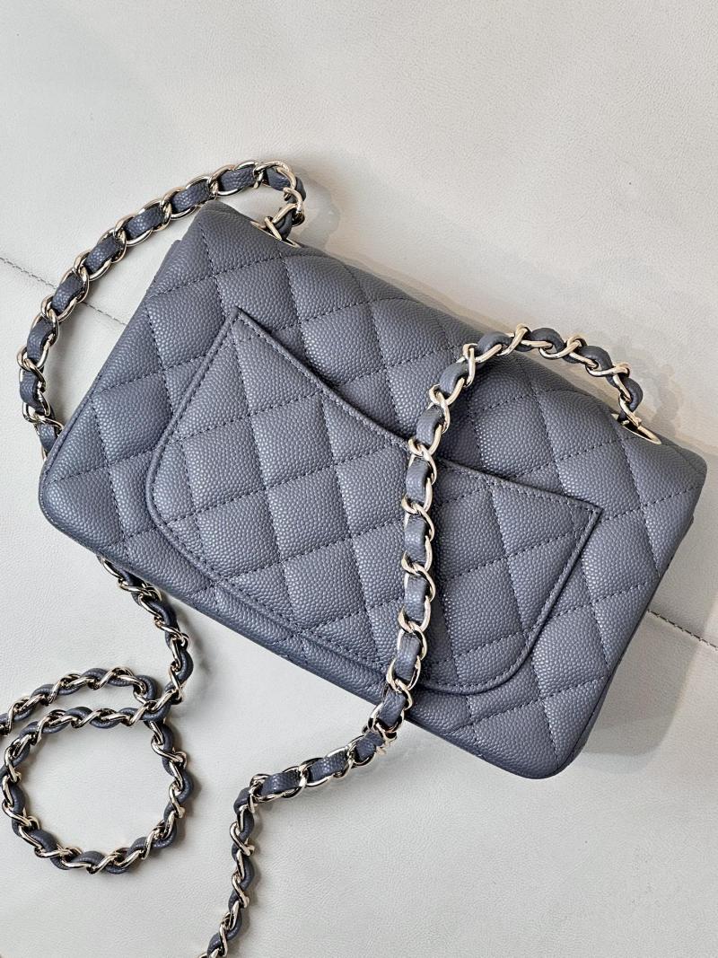 Small Chanel Grained Calfskin Flap Bag A01116 Grey