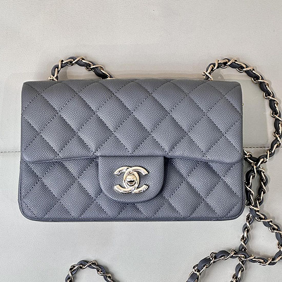 Small Chanel Grained Calfskin Flap Bag A01116 Grey