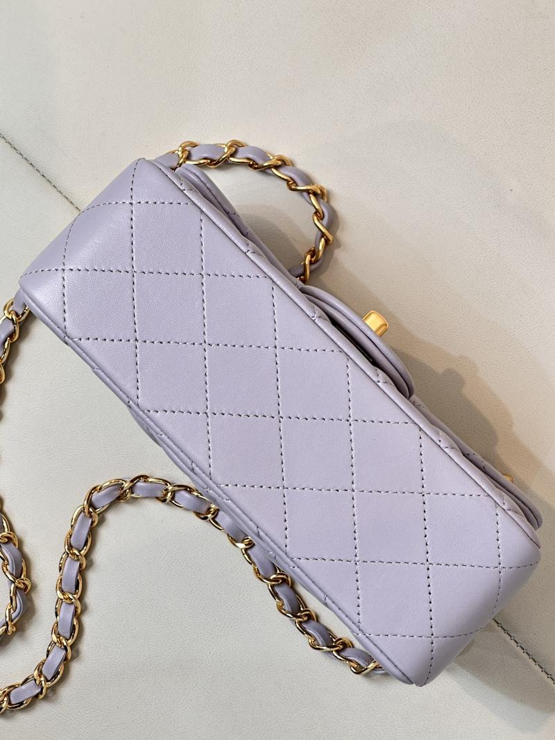 Small Chanel Grained Calfskin Flap Bag A01116 Light Purple