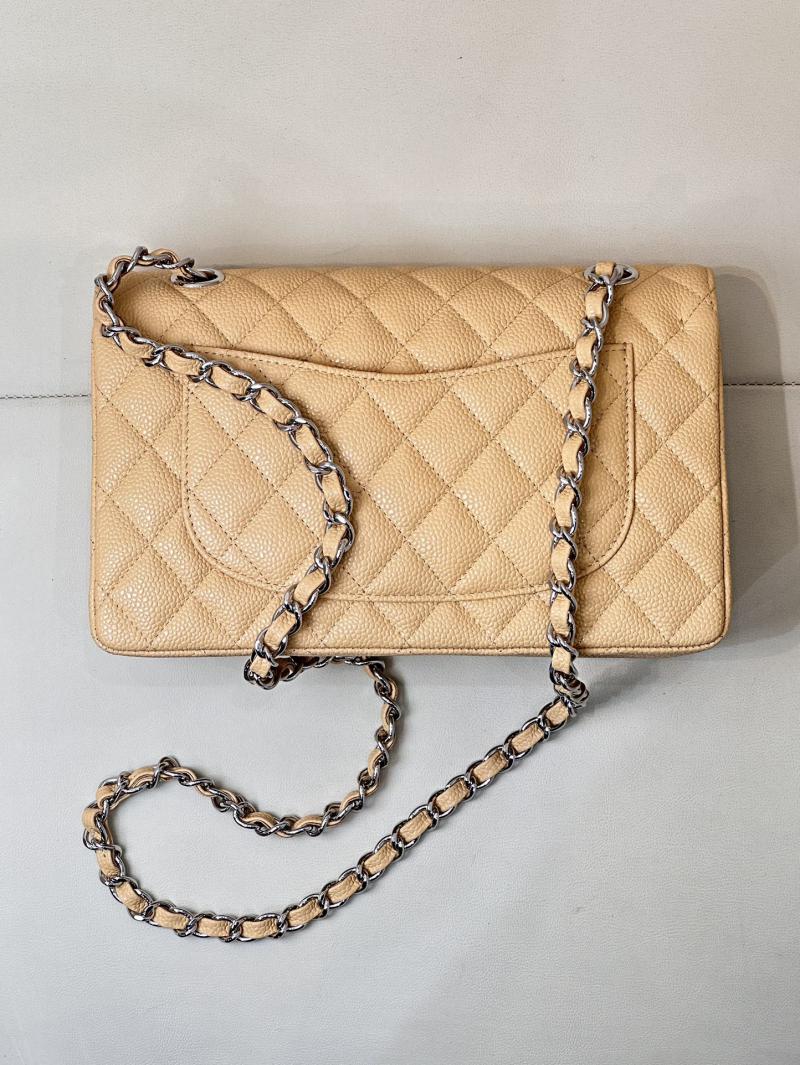 Small Chanel Grained Calfskin Flap Bag A01117 Beige