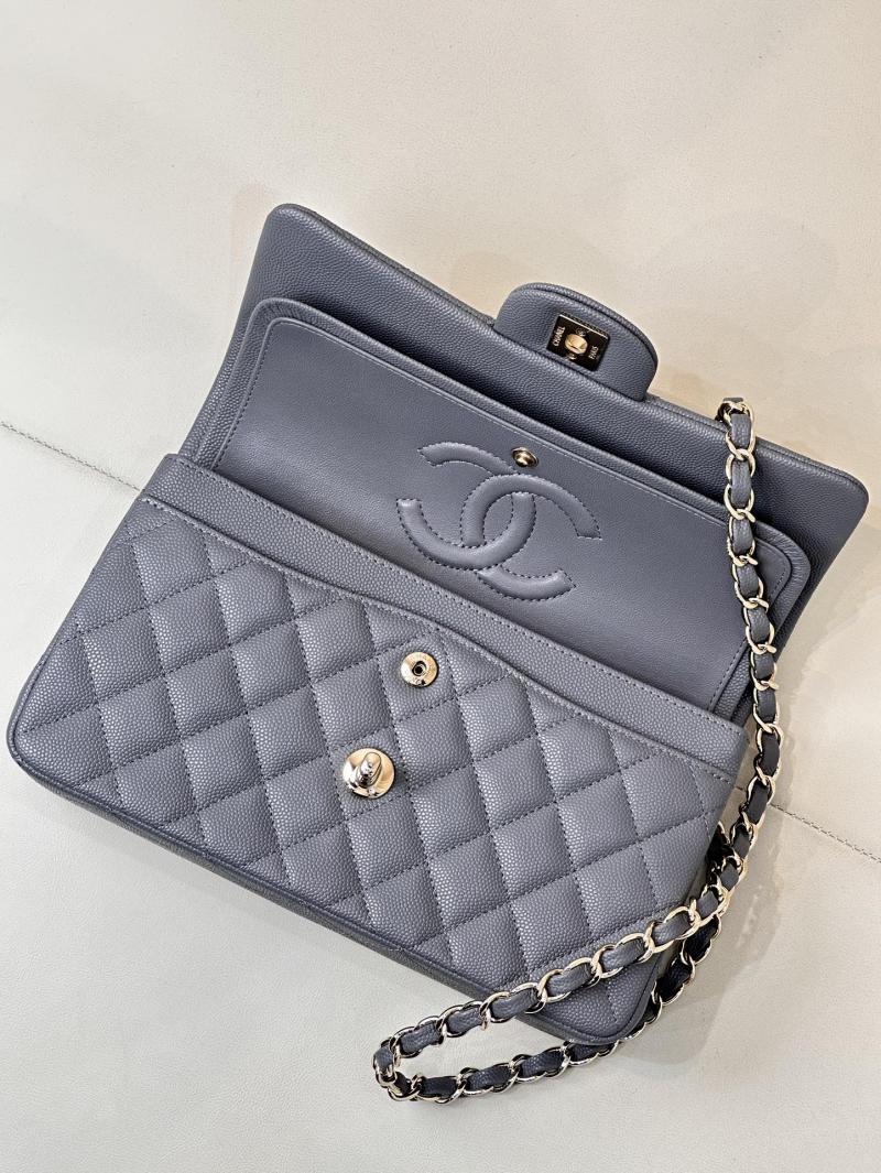 Small Chanel Grained Calfskin Flap Bag A01117 Grey