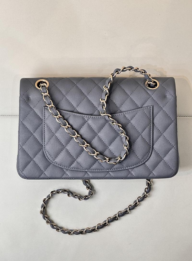 Small Chanel Grained Calfskin Flap Bag A01117 Grey