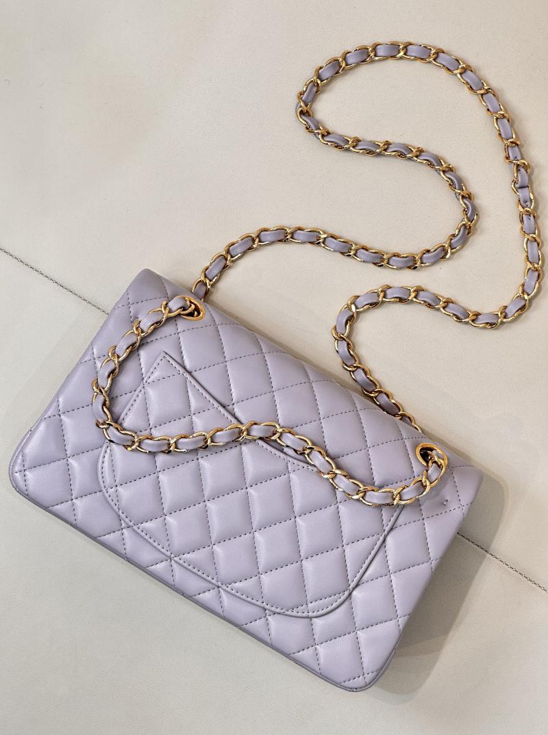 Small Chanel Grained Calfskin Flap Bag A01117 Light Purple