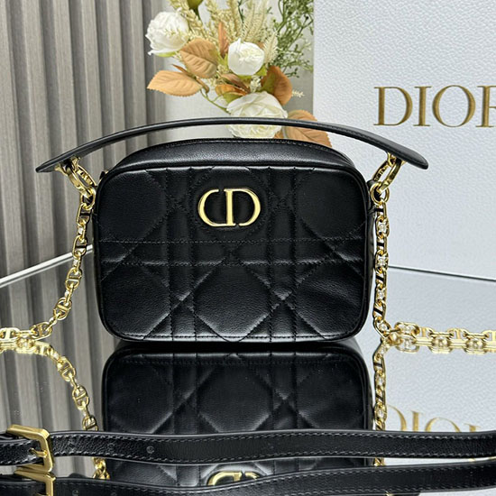 Small Dior Caro Top Handle Camera Bag M3352 Black