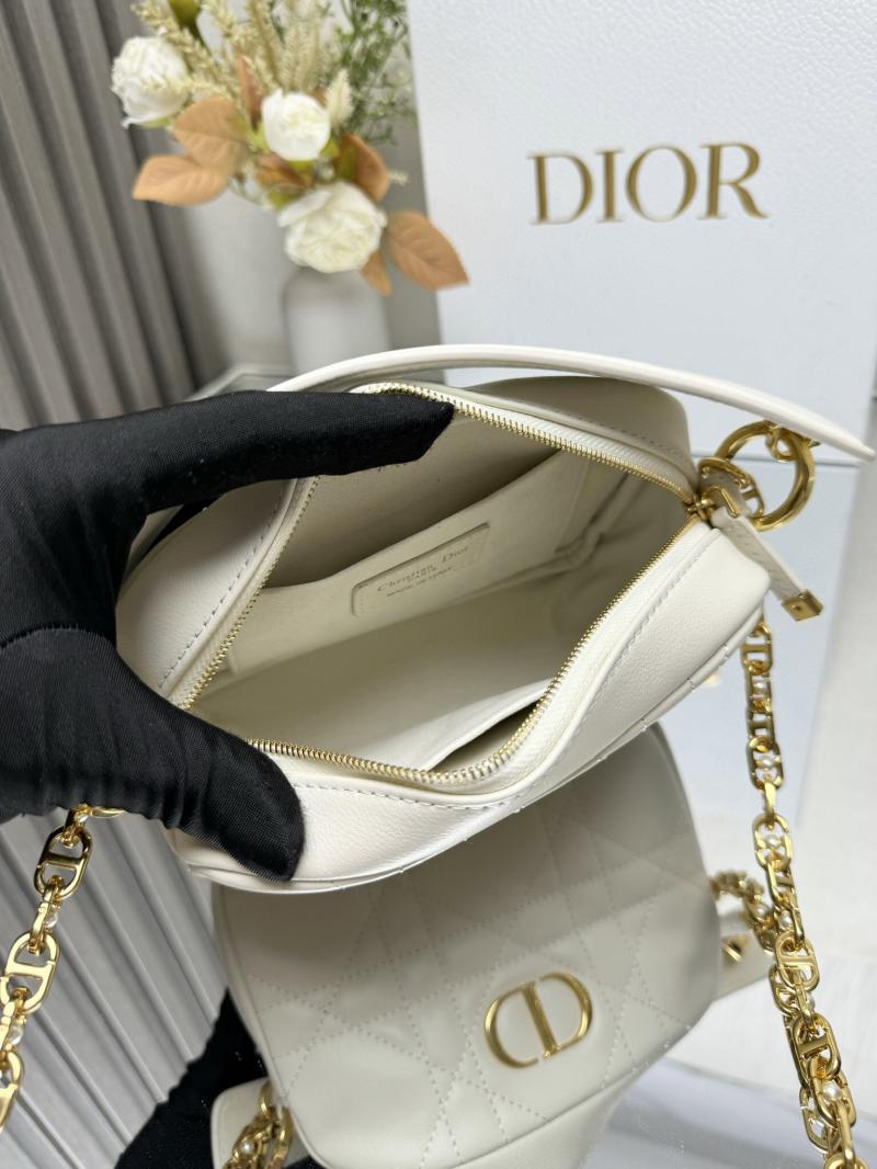 Small Dior Caro Top Handle Camera Bag M3352 White