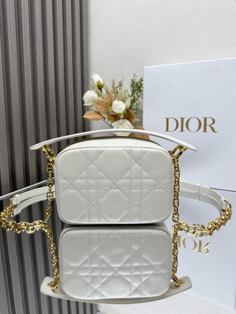 Small Dior Caro Top Handle Camera Bag M3352 White