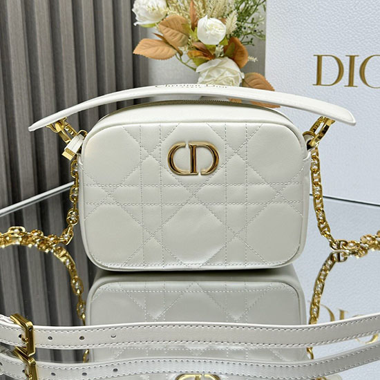 Small Dior Caro Top Handle Camera Bag M3352 White