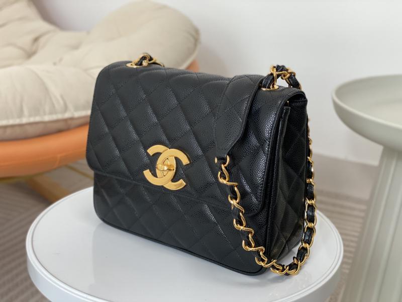 Vintage Chanel Calfskin Flap Bag Black A2218