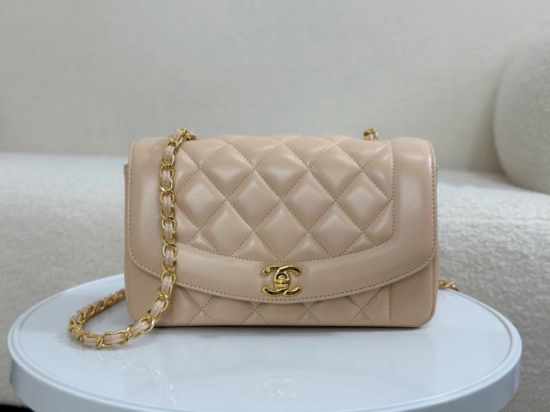 Vintage Chanel Lambskin Flap Bag Beige A2221