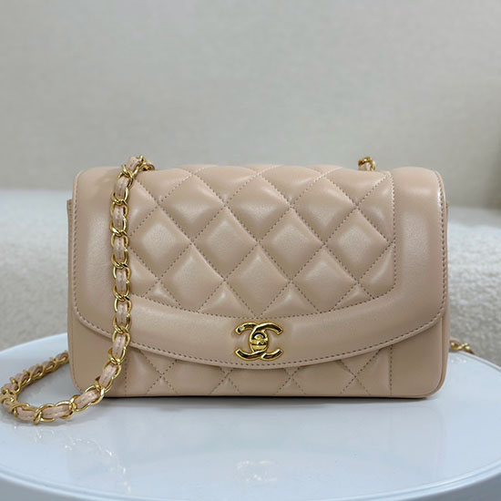 Vintage Chanel Lambskin Flap Bag Beige A2221