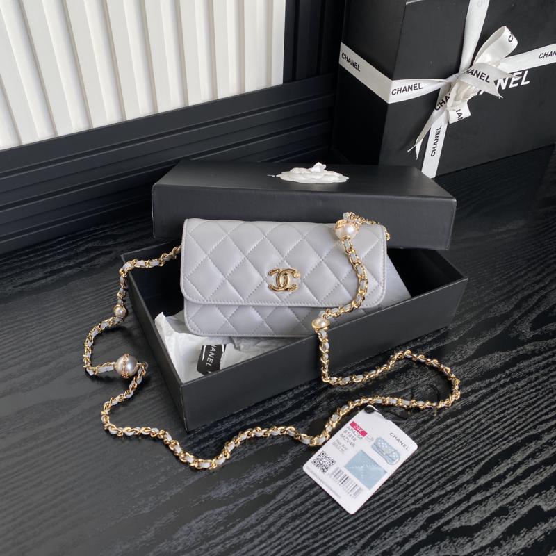 Chanel Flap Phone Holder With Chain AP4284 Grey