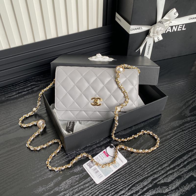 Chanel Lambskin WOC Chain Wallet AP4282 Grey