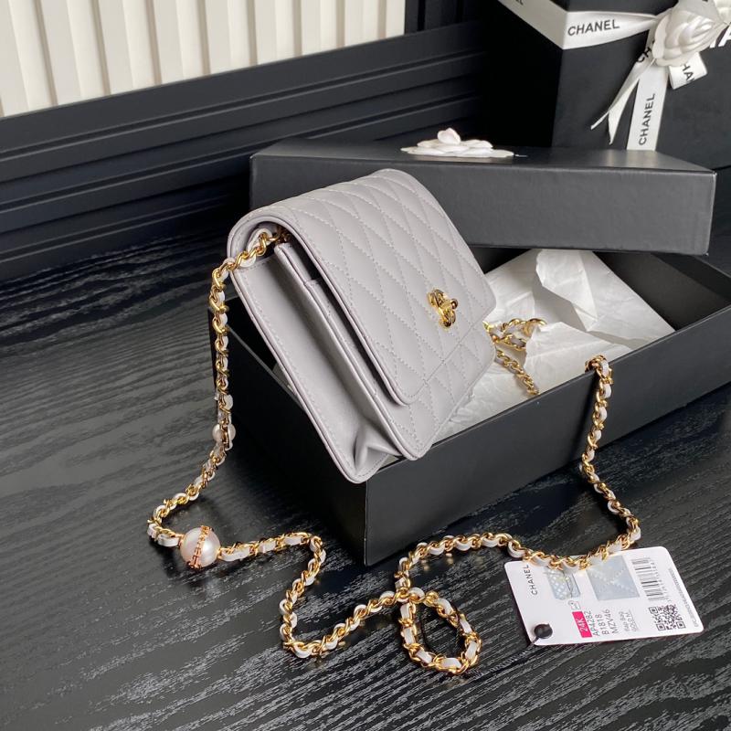 Chanel Lambskin WOC Chain Wallet AP4282 Grey