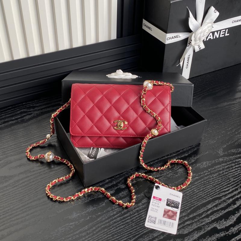 Chanel Lambskin WOC Chain Wallet AP4282 Red