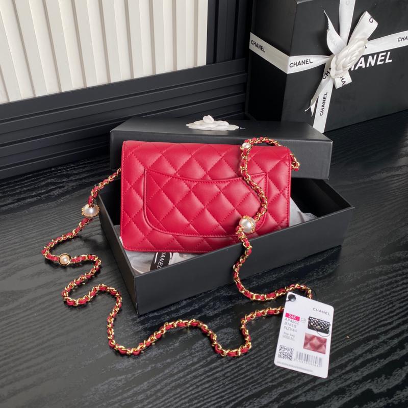 Chanel Lambskin WOC Chain Wallet AP4282 Red