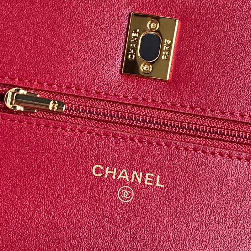 Chanel Lambskin WOC Chain Wallet AP4282 Red