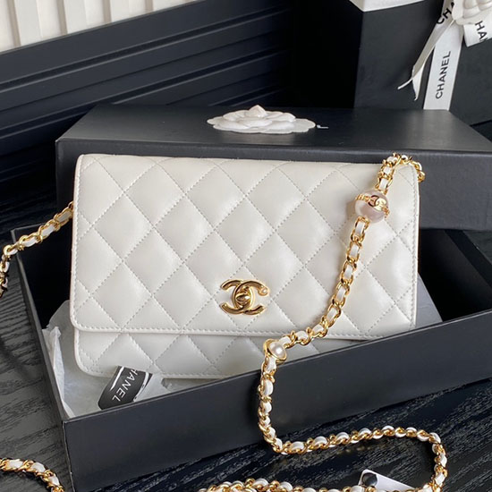 Chanel Lambskin WOC Chain Wallet AP4282 White