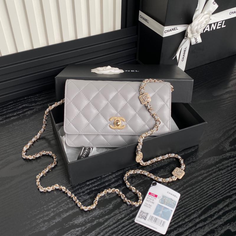 Chanel Lambskin WOC Chain Wallet AP4299 Grey