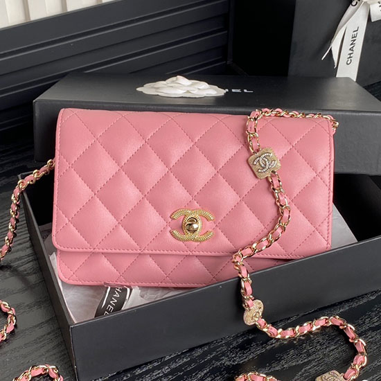 Chanel Lambskin WOC Chain Wallet AP4299 Pink