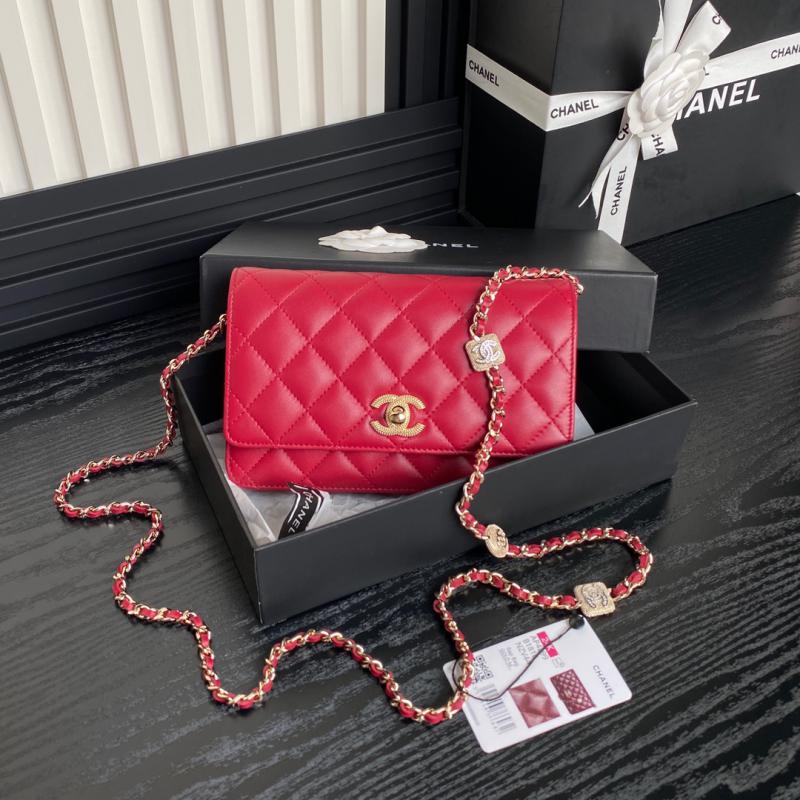 Chanel Lambskin WOC Chain Wallet AP4299 Red