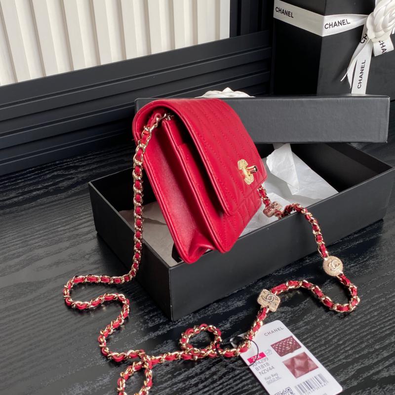 Chanel Lambskin WOC Chain Wallet AP4299 Red