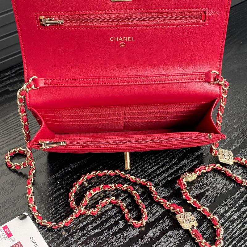 Chanel Lambskin WOC Chain Wallet AP4299 Red