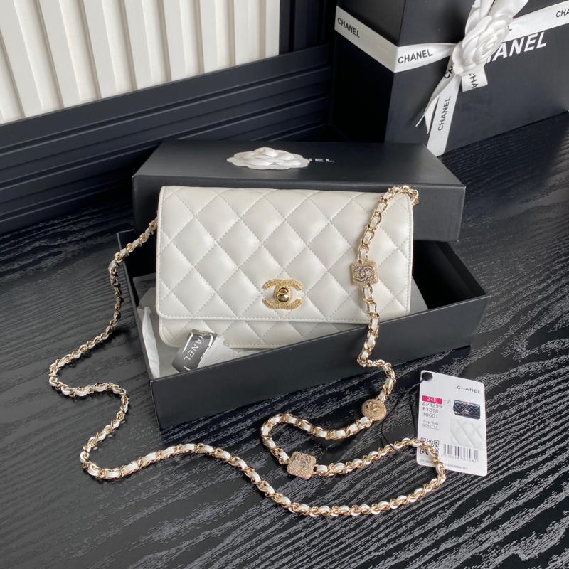 Chanel Lambskin WOC Chain Wallet AP4299 White