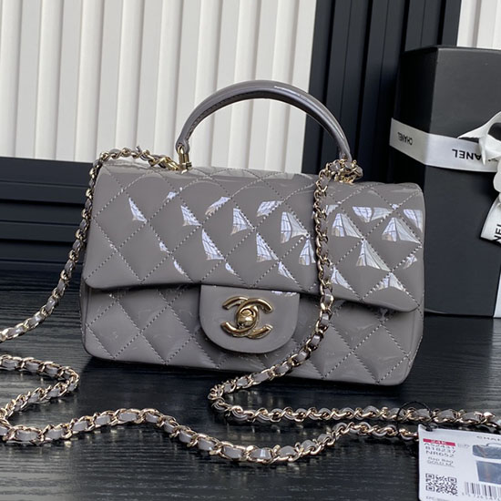 Chanel Patent Leather Mini Flap Bag AS2431 Grey