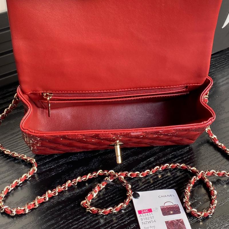 Chanel Patent Leather Mini Flap Bag AS2431 Red