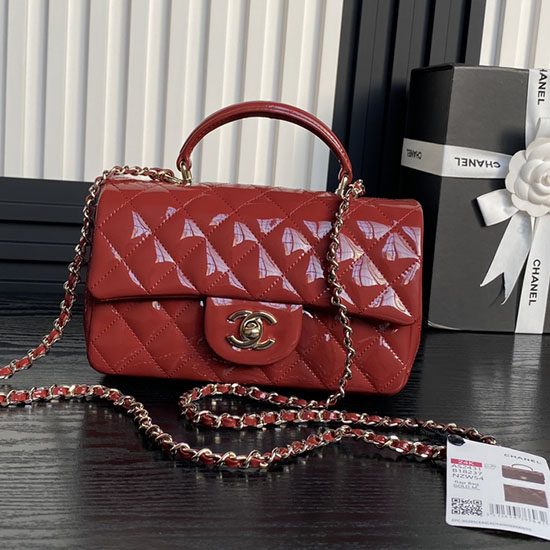 Chanel Patent Leather Mini Flap Bag AS2431 Red