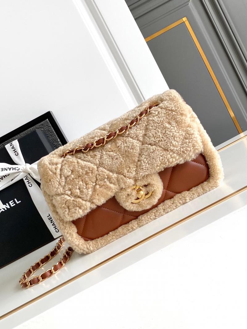 Chanel Shearling Lambskin Flap Bag AS5149 Beige