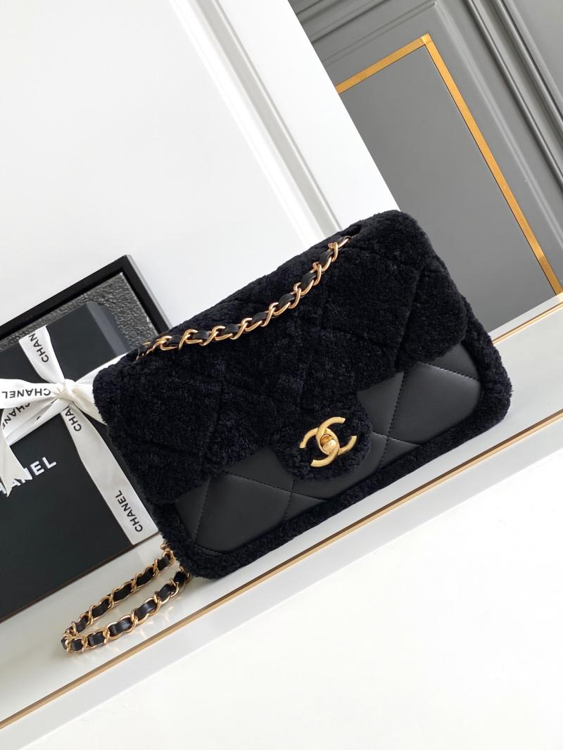 Chanel Shearling Lambskin Flap Bag AS5149 Black