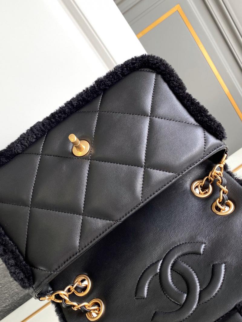 Chanel Shearling Lambskin Flap Bag AS5149 Black