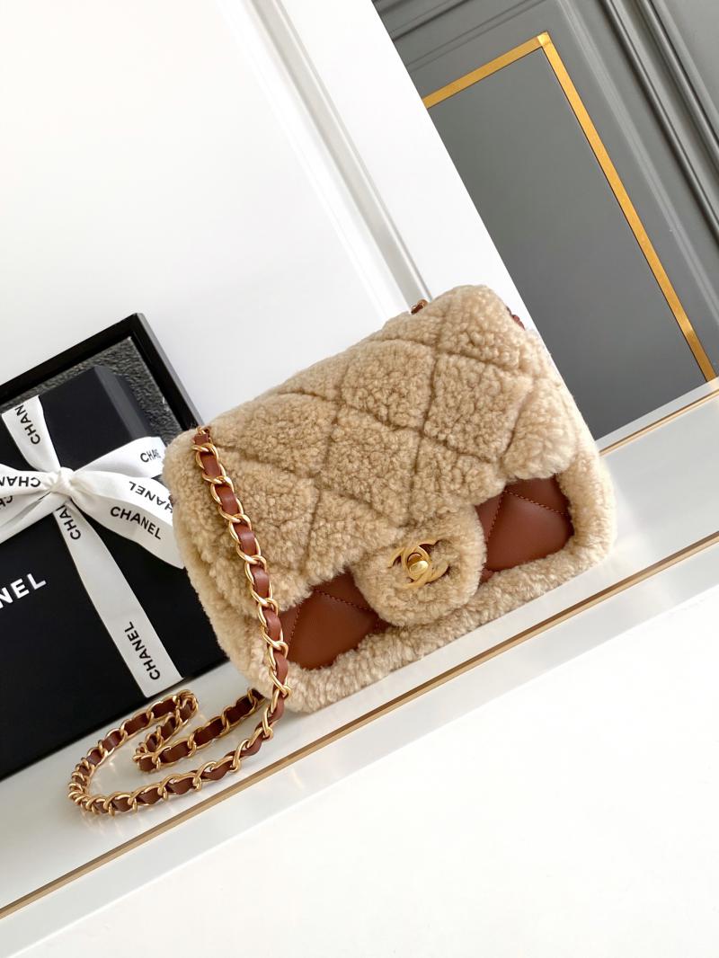 Chanel Shearling Lambskin Mini Flap Bag AS5148 Beige