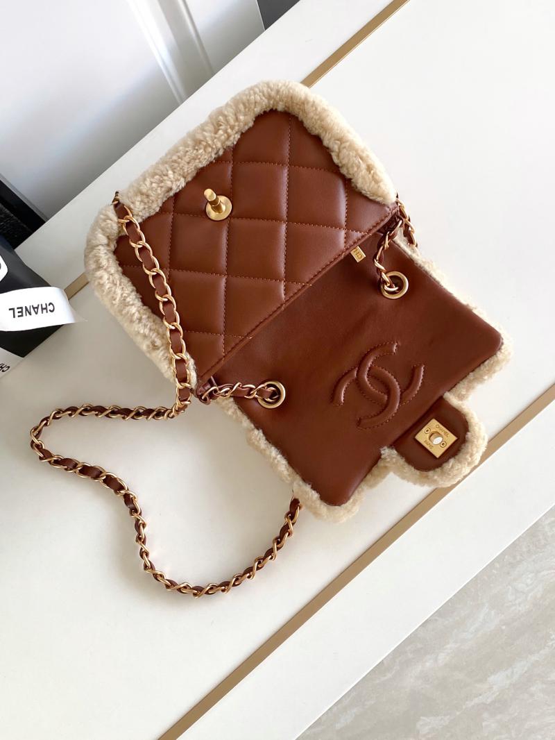 Chanel Shearling Lambskin Mini Flap Bag AS5148 Beige