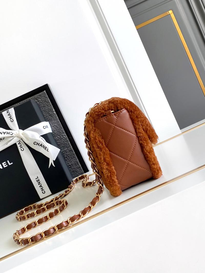 Chanel Shearling Lambskin Mini Flap Bag AS5148 Brown