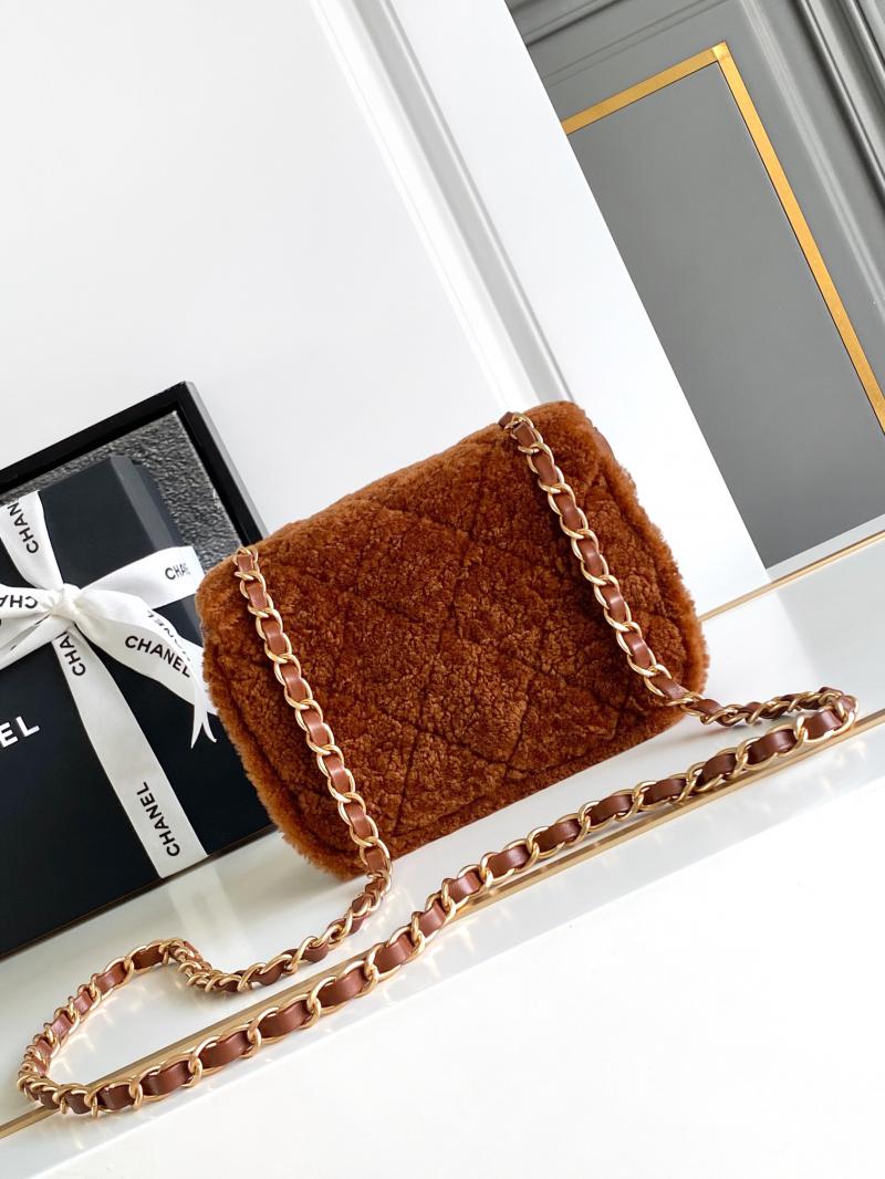 Chanel Shearling Lambskin Mini Flap Bag AS5148 Brown