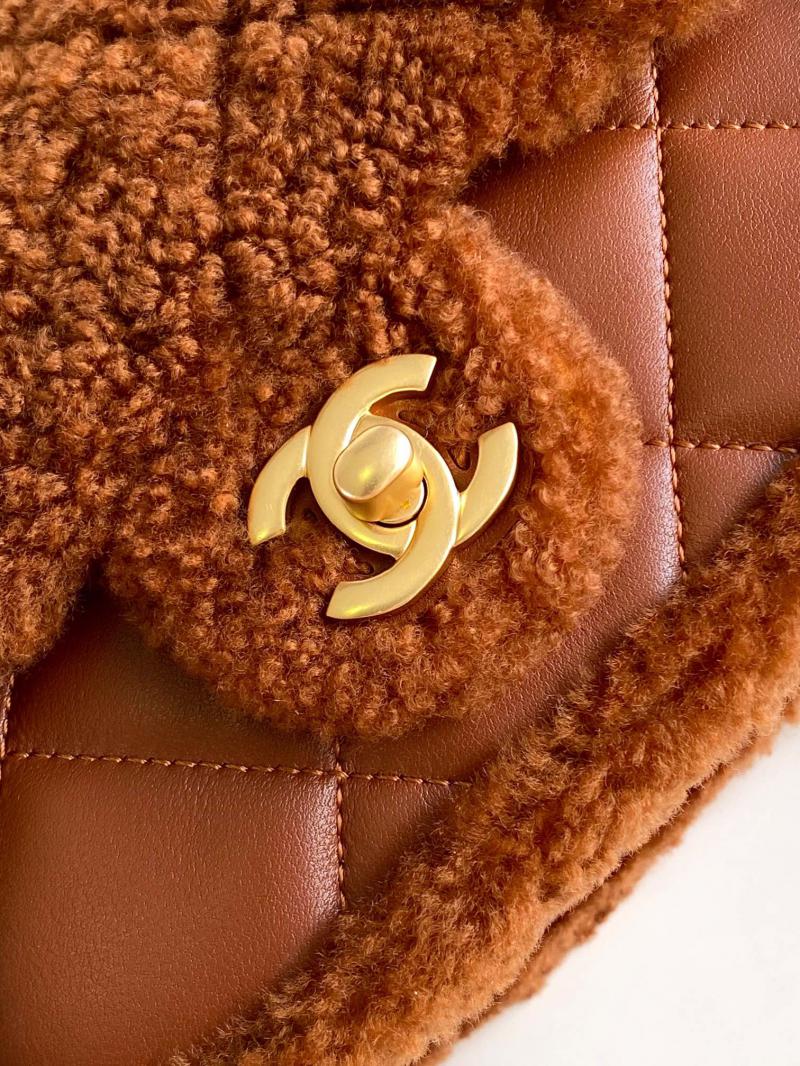 Chanel Shearling Lambskin Mini Flap Bag AS5148 Brown