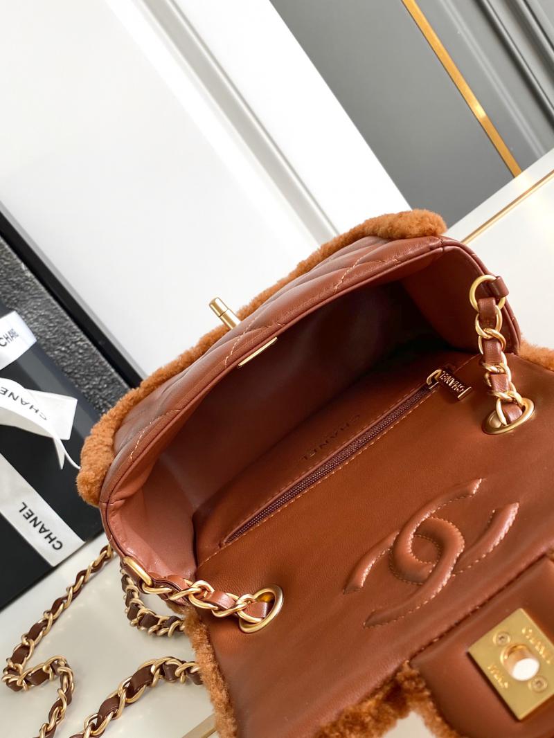 Chanel Shearling Lambskin Mini Flap Bag AS5148 Brown