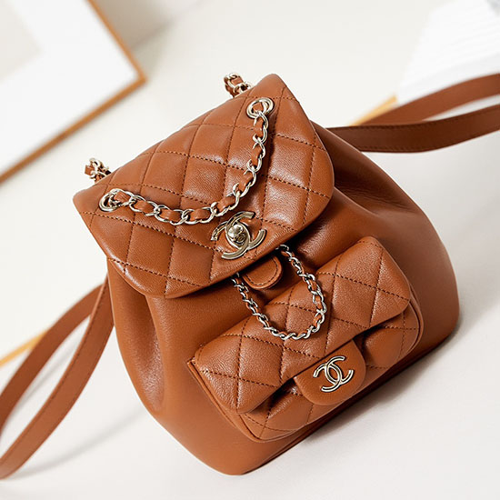 Chanel Small Duma Drawstring Backpack AS2908 Brown