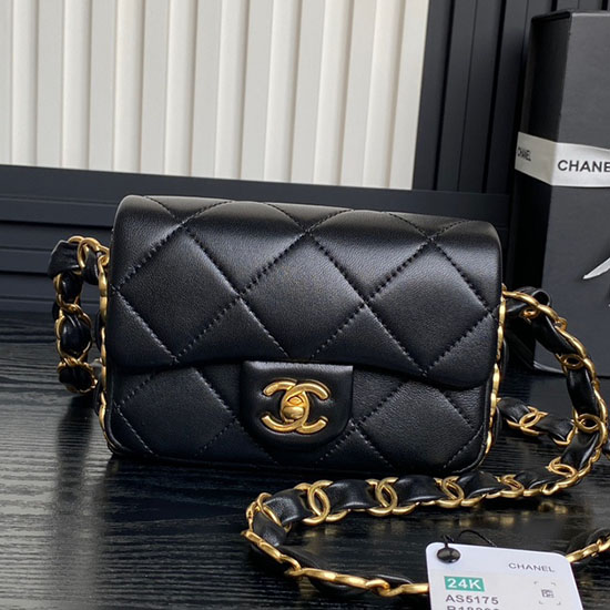 Mini Chanel Lambskin Flap Bag AS5175 Black