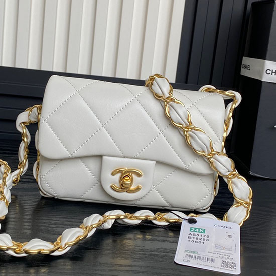 Mini Chanel Lambskin Flap Bag AS5175 White