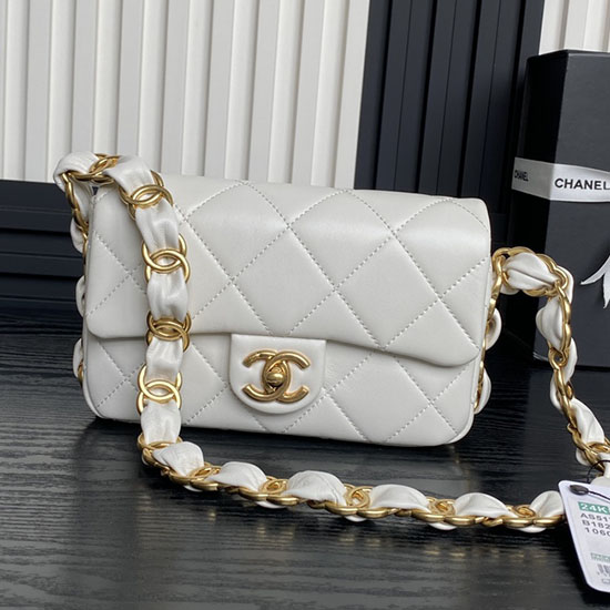 Small Chanel Lambskin Flap Bag AS5174 White