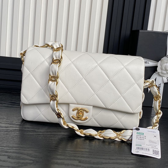 Small Chanel Lambskin Flap Bag AS5176 White